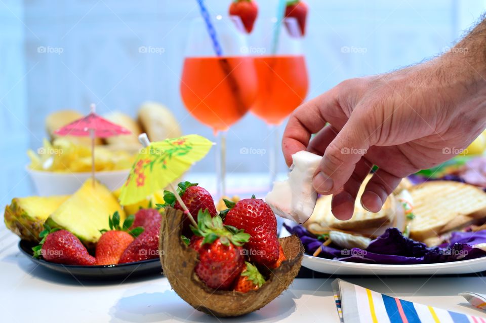 summer aperitif with fruit