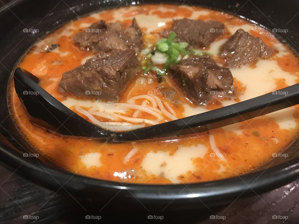 Hot spicy beef ramen 