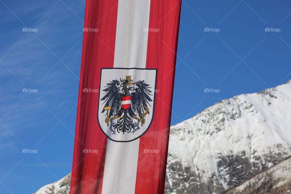 An Austrian flag on display in Kals.