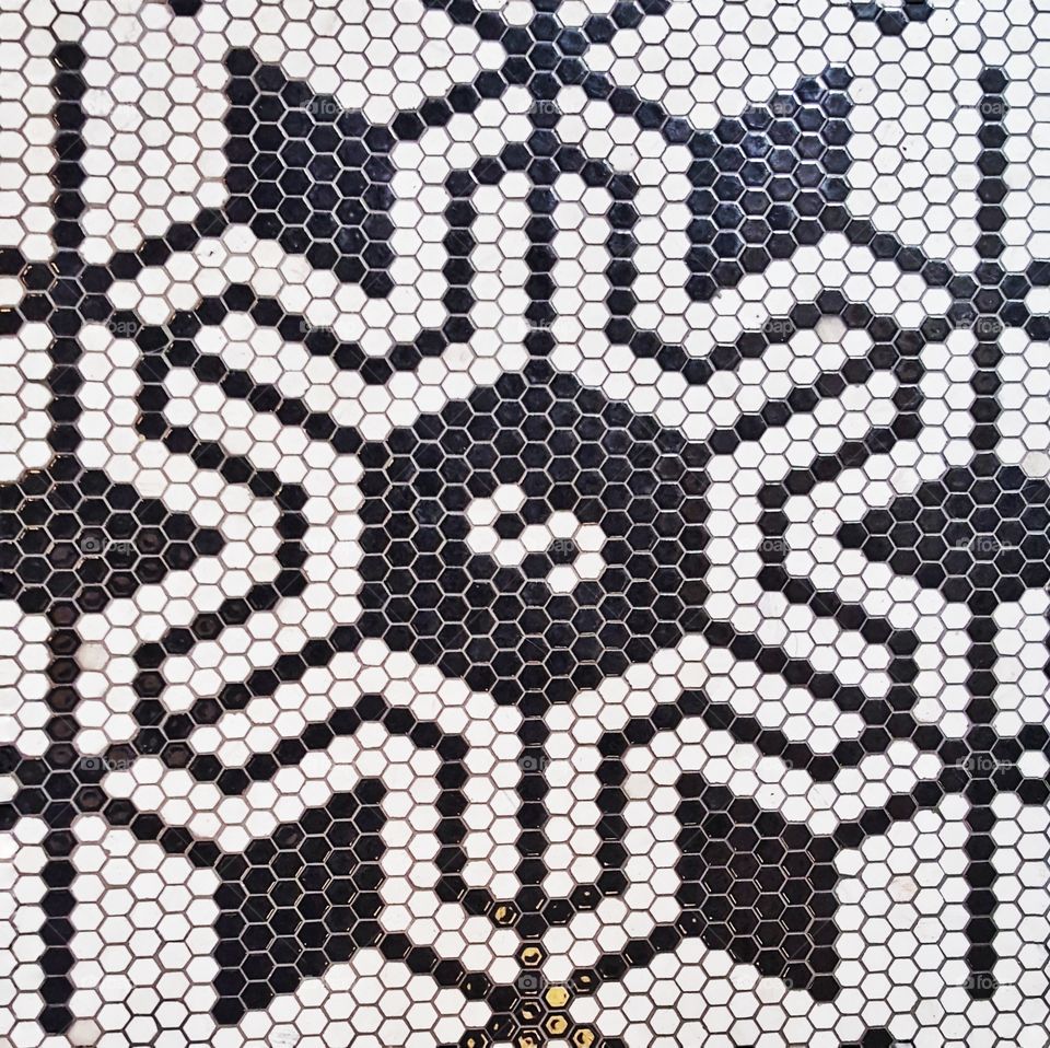 image of a hexagon tile flooring in a coffee shop in Minneapolis