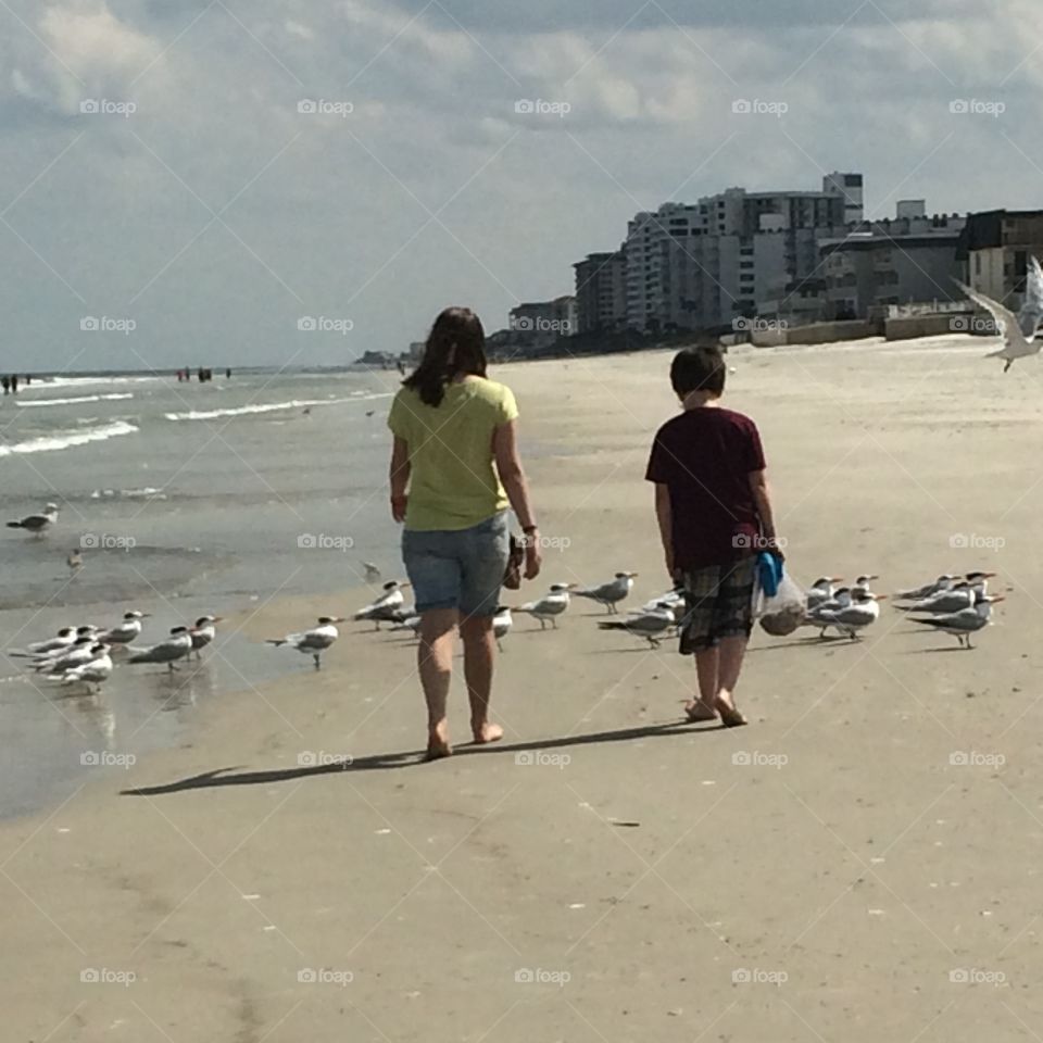 Kids playing on beach