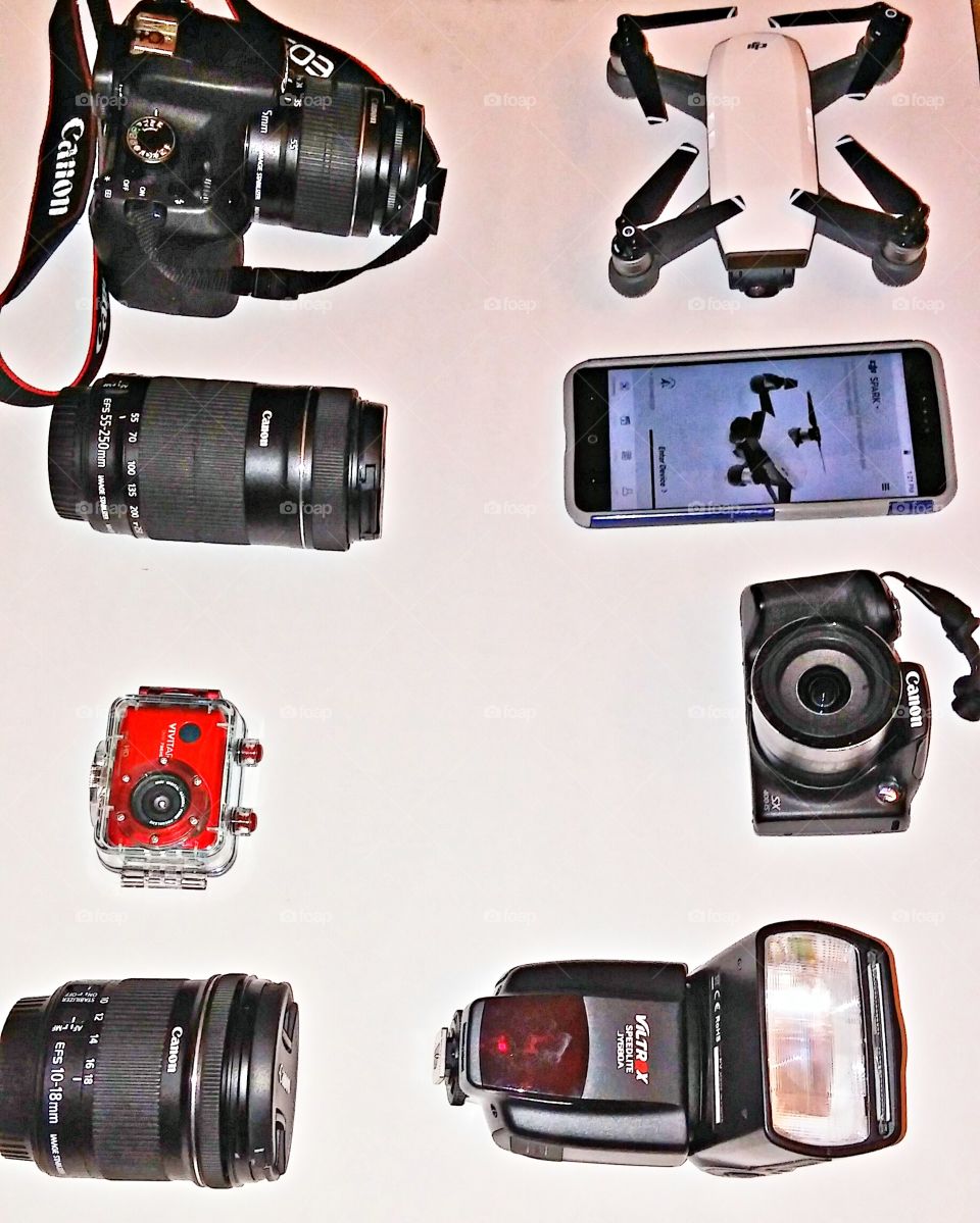 my Canon camera gear, with DJI drone package