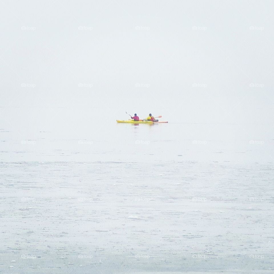 Kayaking between ice-flakes