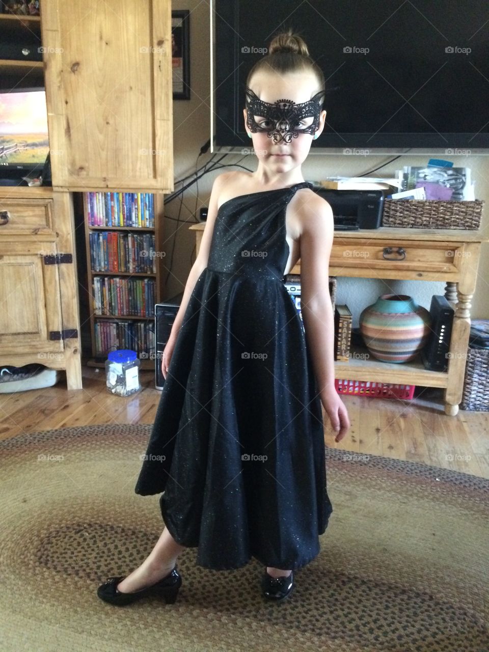 Dramatic daughter in couture ball gown. (Designed and created by me!)