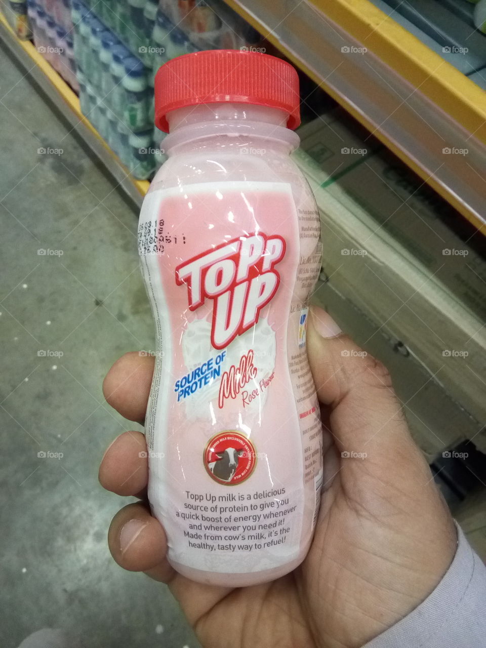Topp up rose flavor milk. A source of protein.