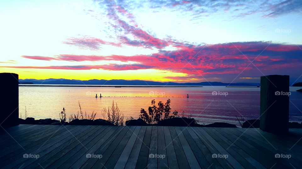 Sunset at the Boardwalk, Lake Champlain, VT.