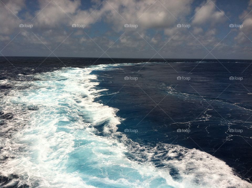 Ship's Wake in the Open Ocean. 