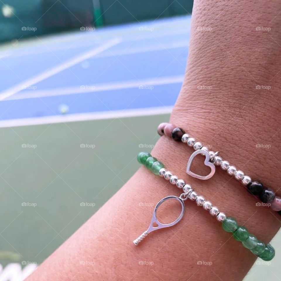 Tennis racket charm bracelets