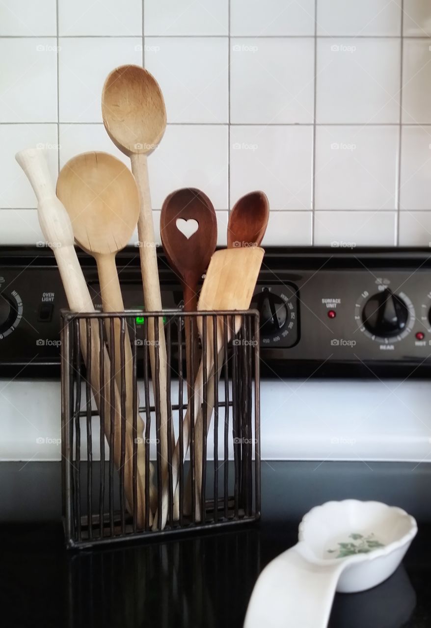 Wooden spoons for cooking at home