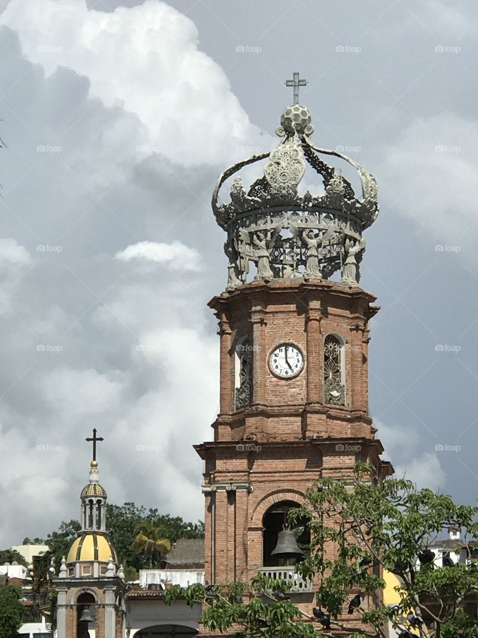 “Clock and Crown” Bell tower of a church in Puerto Vallarta, Mexico
