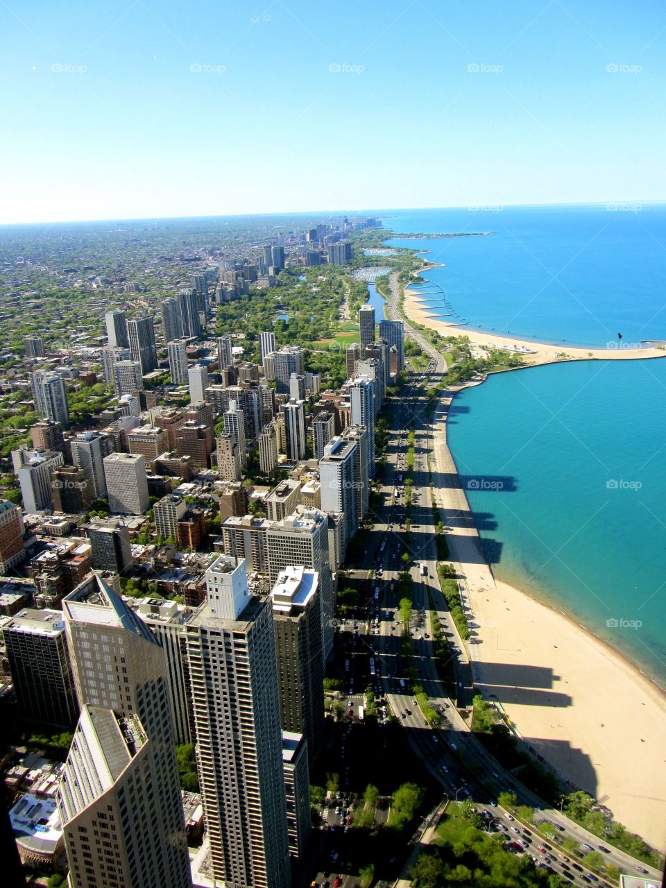Aerial view of Chicago city