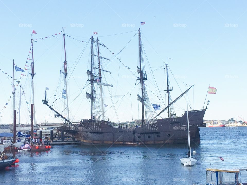 Vintage sail boat pirates  boat 