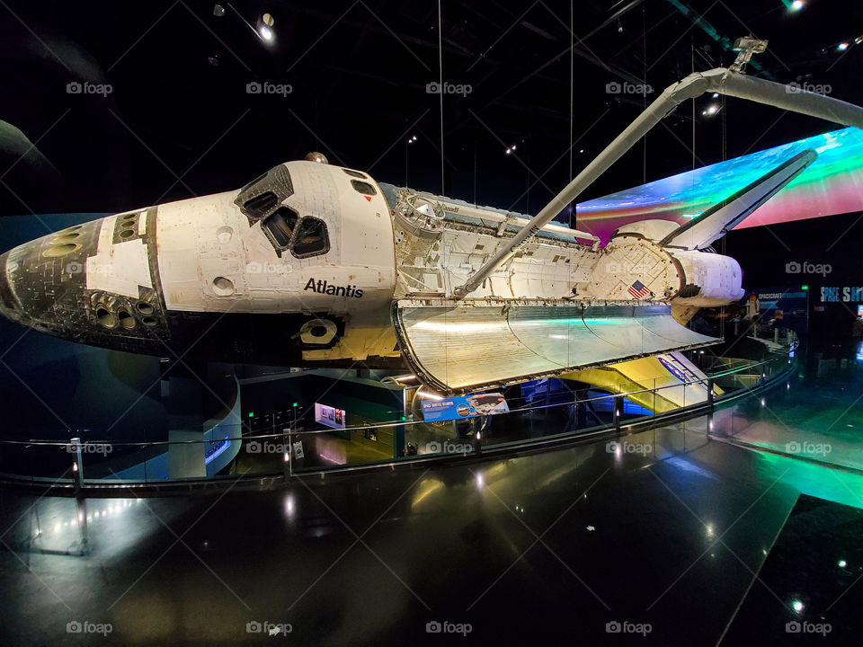 The American space shuttle Atlantis on display at the Kennedy Space Center in Florida
