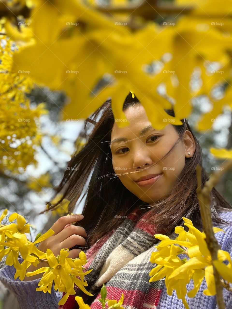 Selfie in the spring season