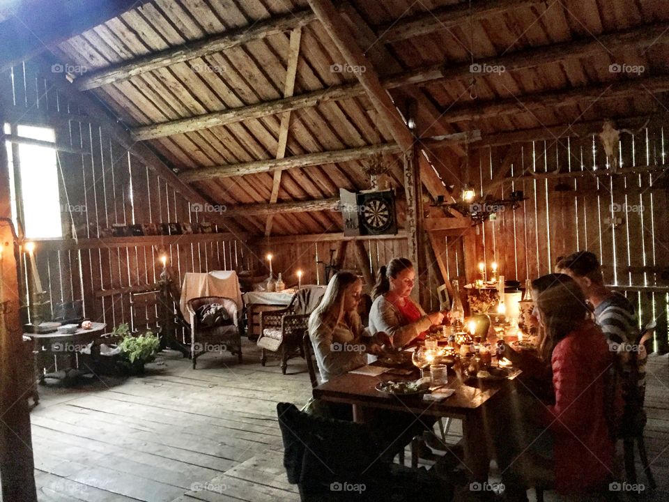 Barn dinner in Drangedal. Dining with friends 