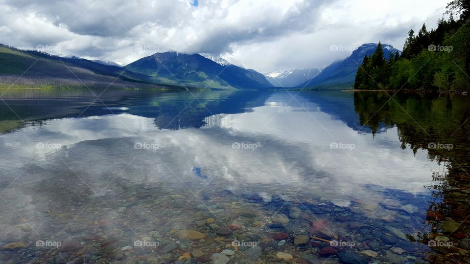 Clouds reflected on lake