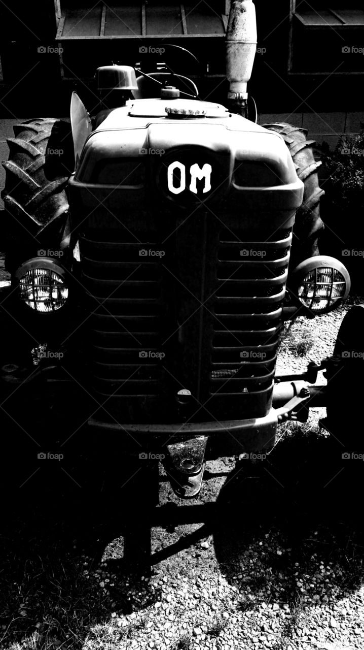 Black and White tractor