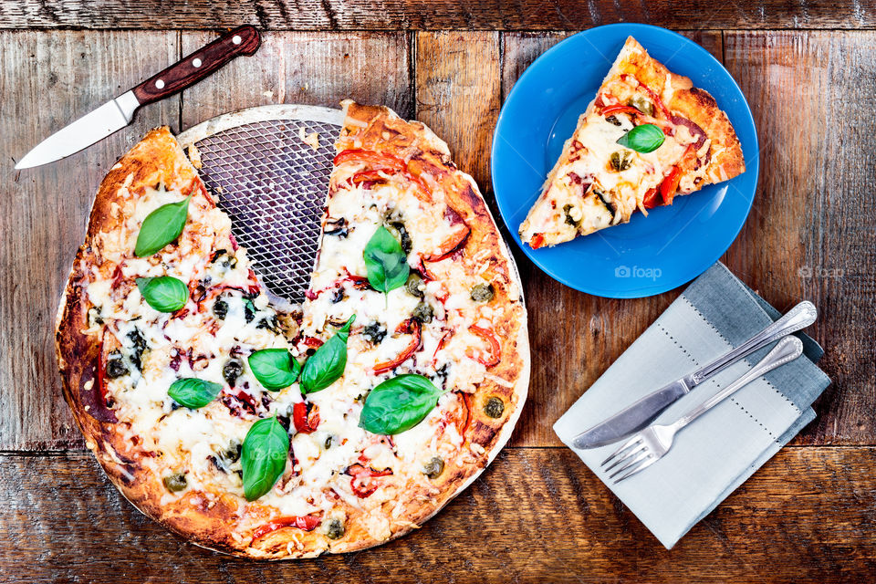 Homemade pizza on the table