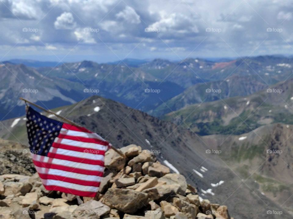 There is nothing more that shows the freedom of America than the flag flying 14,000ft above the great country.