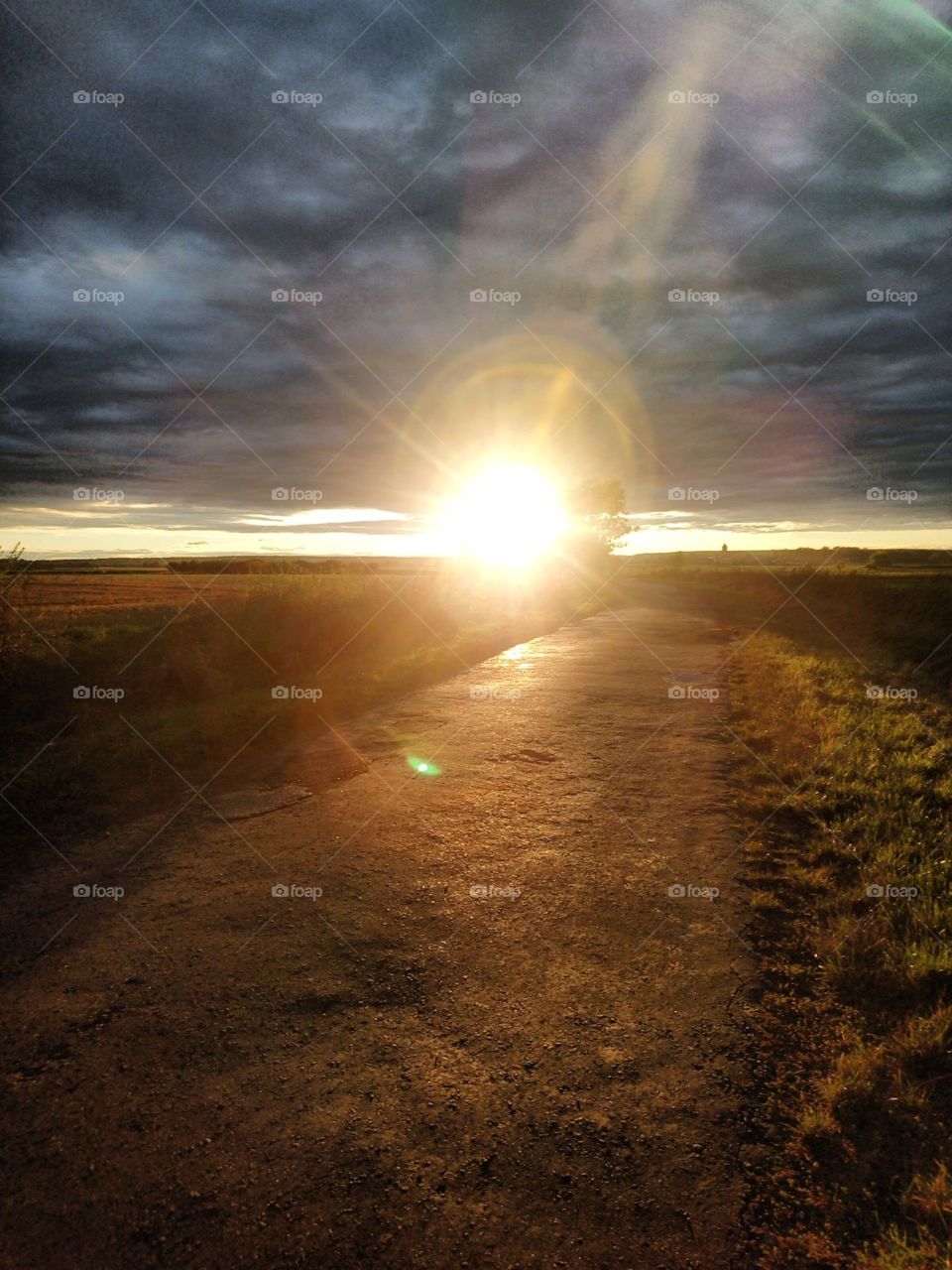 Sunset on a cloudy evening