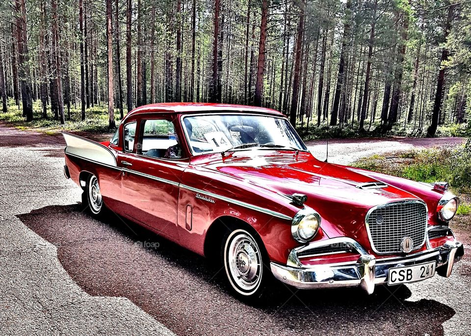 old red classic car