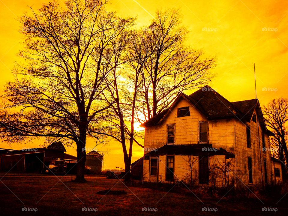 Beautiful view at old farmhouse 