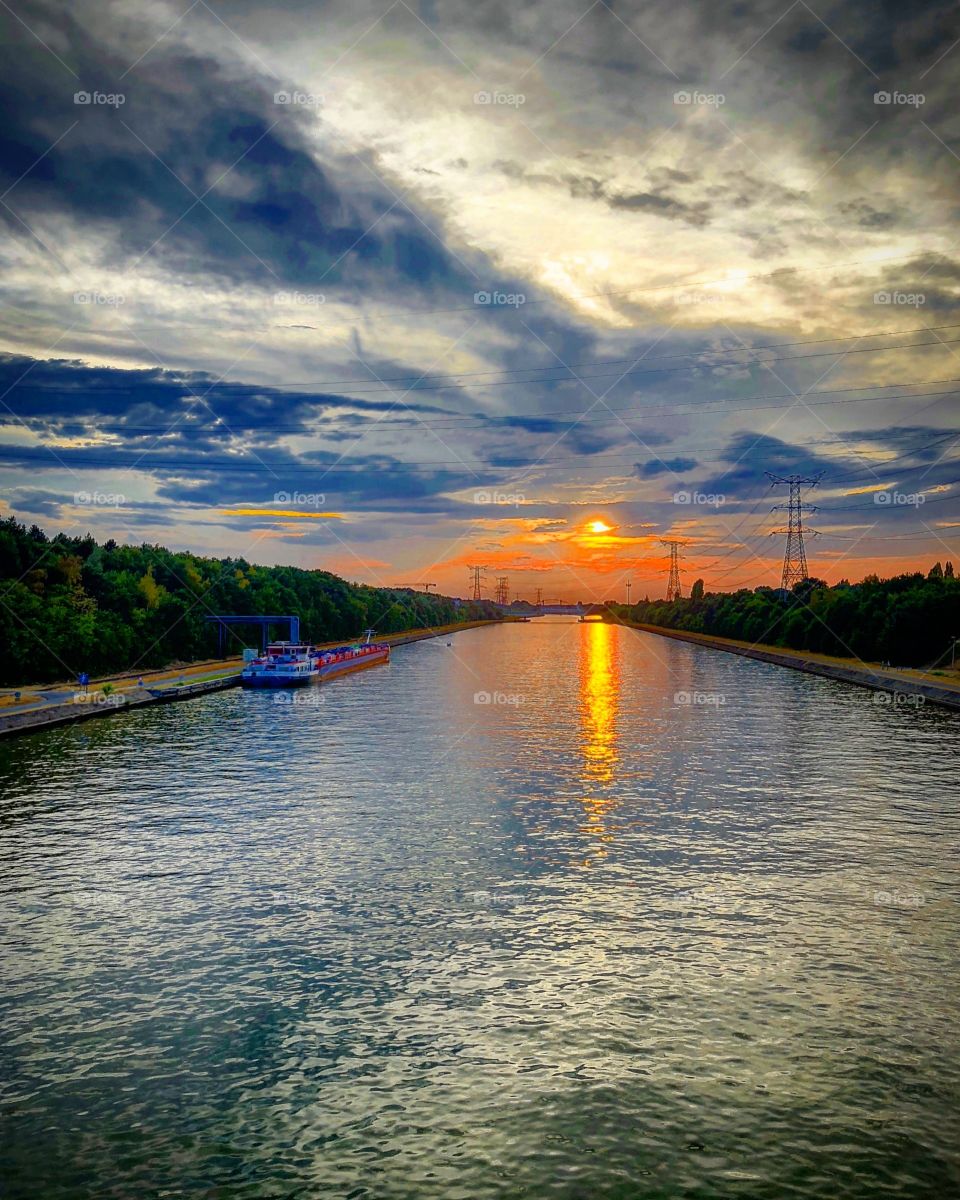 Sunset reflected in the water 