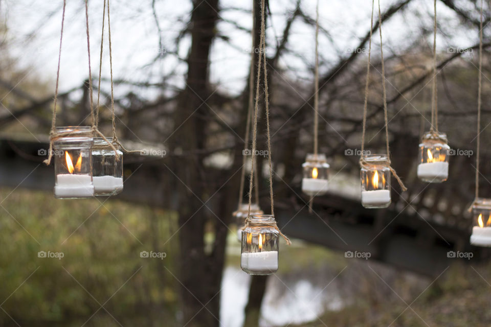 candles in a forest