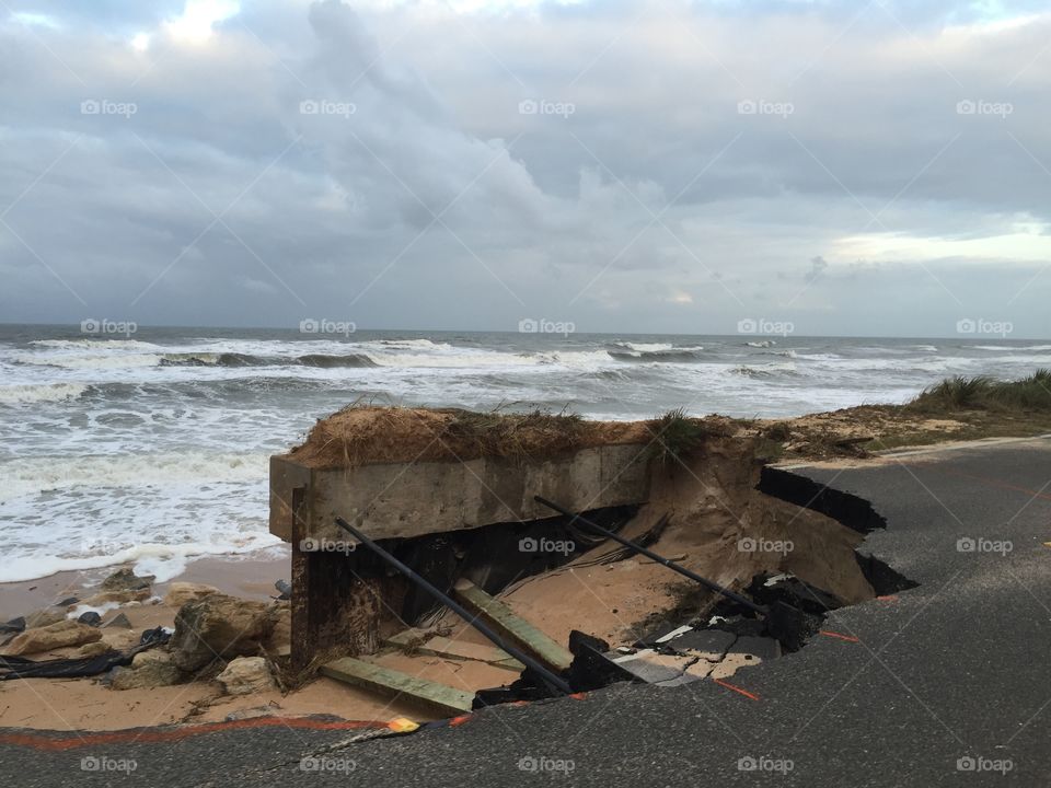 Flagler Beach, Florida suffered extensive beach erosion during Hurricane Matthew.