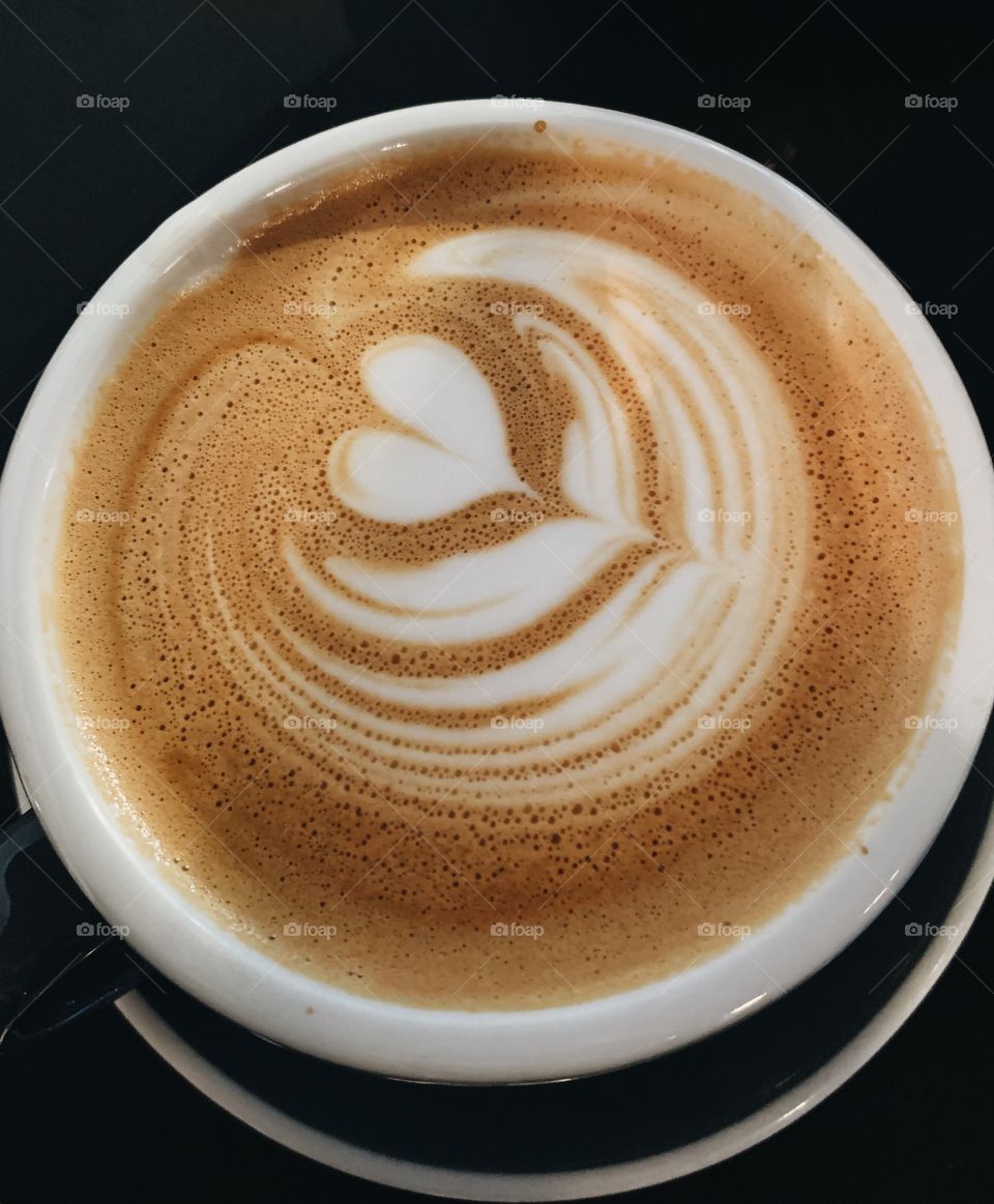 Heart art on a cappuccino 