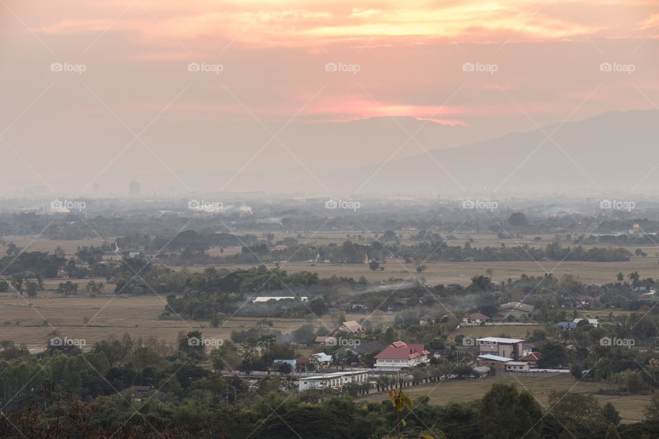 Sunset over the city