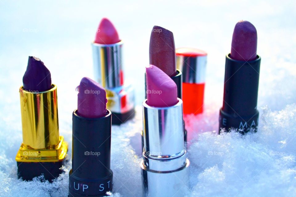 Lipsticks in snow
