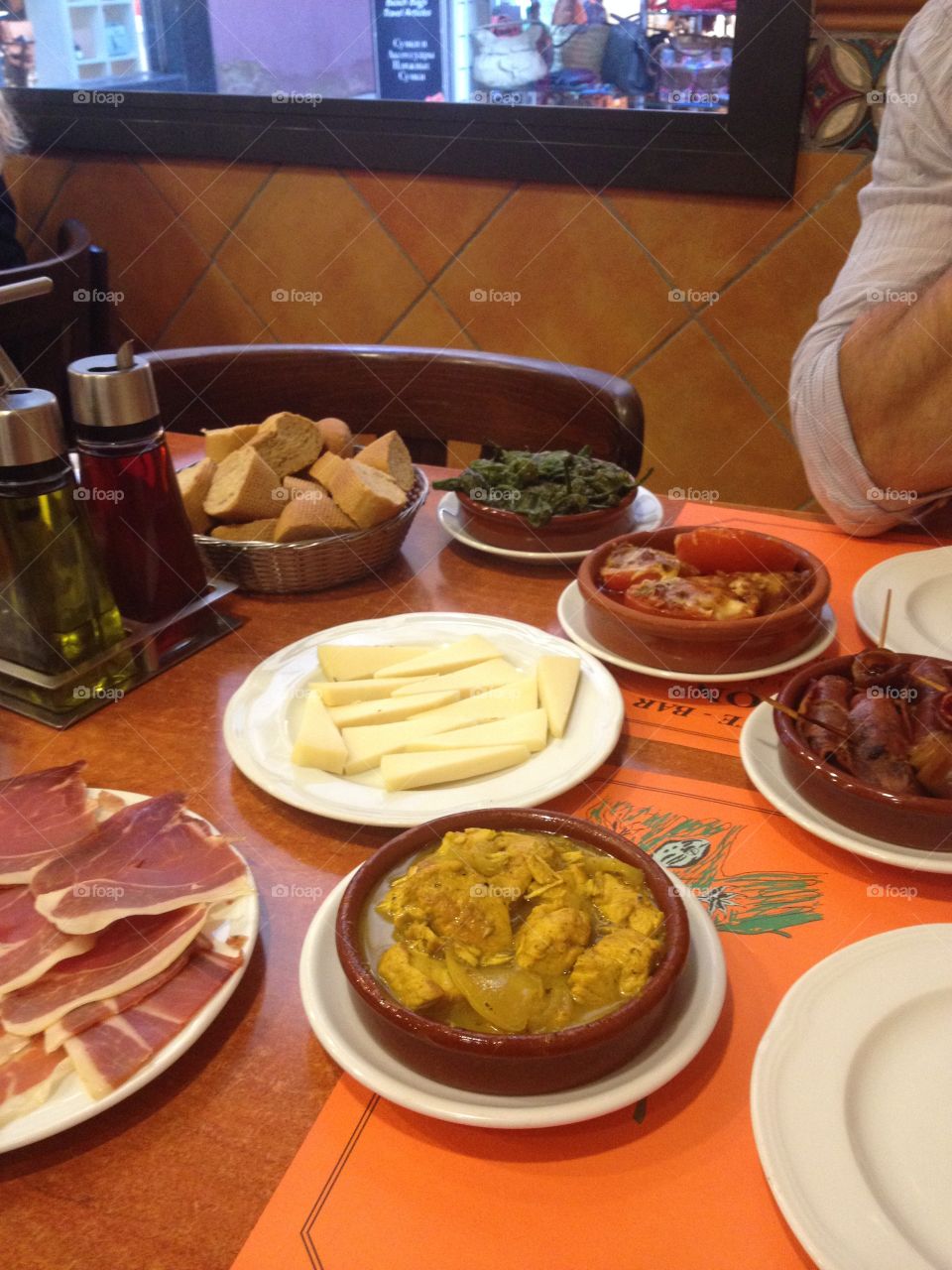 Tapas . Dinner with a friend in Lloret de Mar, Spain