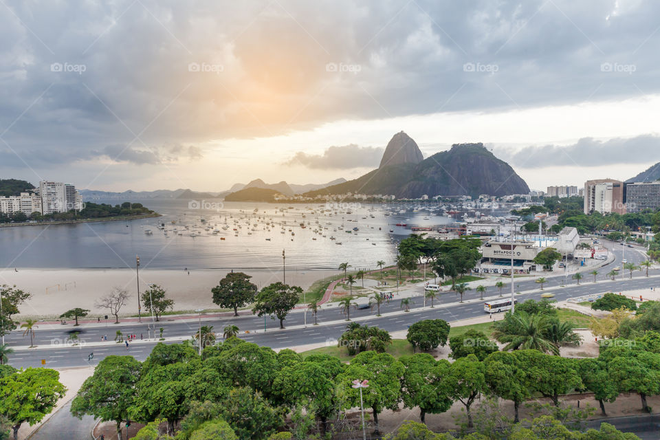 Sunset in Rio de Janeiro in stormy day