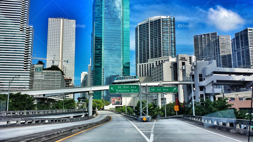 Driving through Miami Florida. My friend was giving me a tour of Miami and I snapped this photo. 