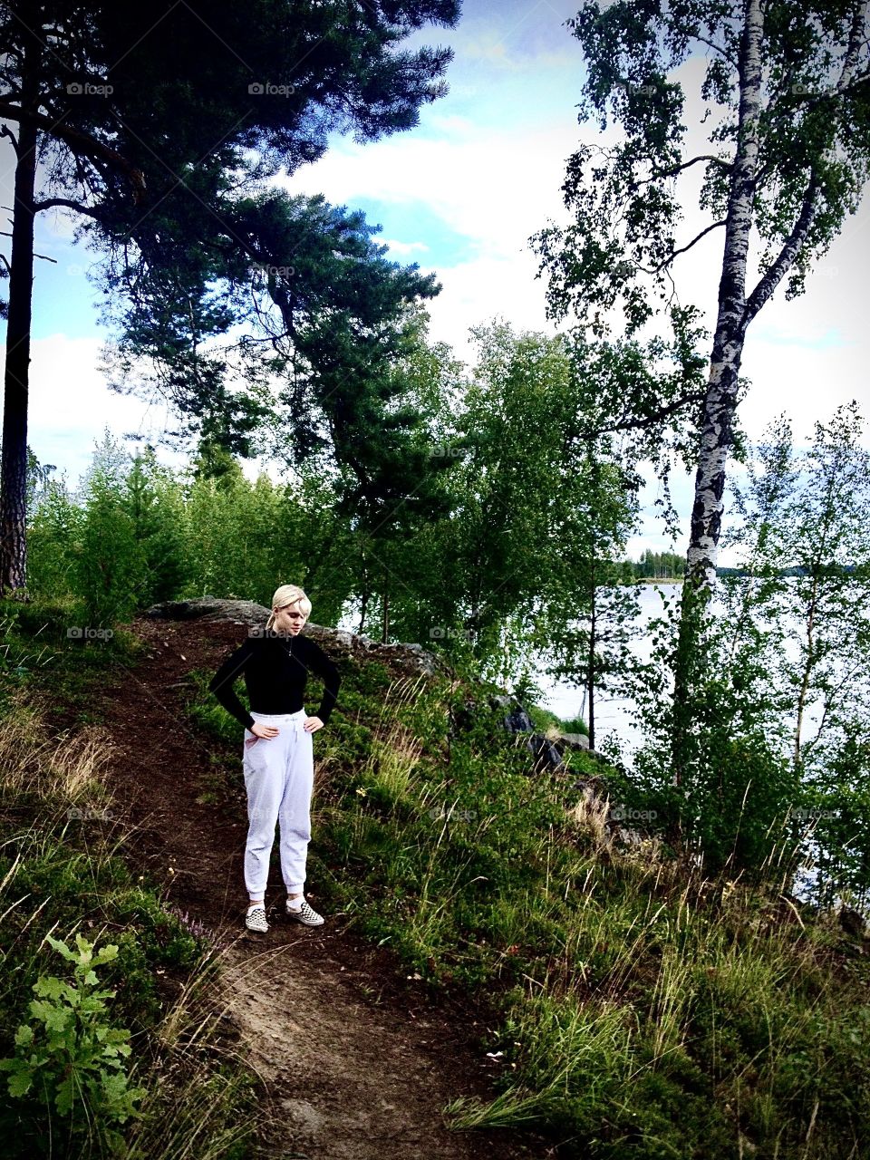 Hiking by the lake