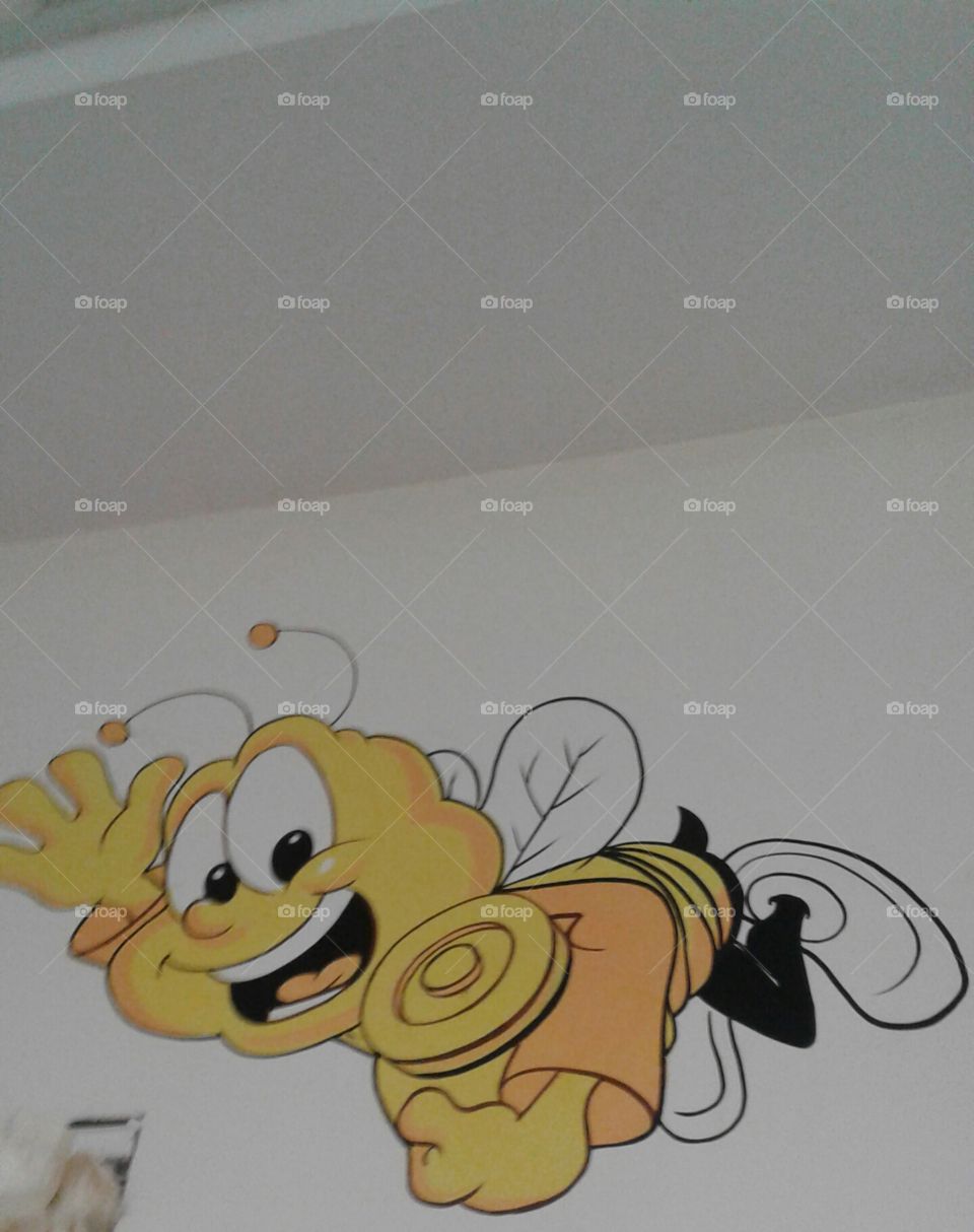 Honey bee is very happy and dancing.