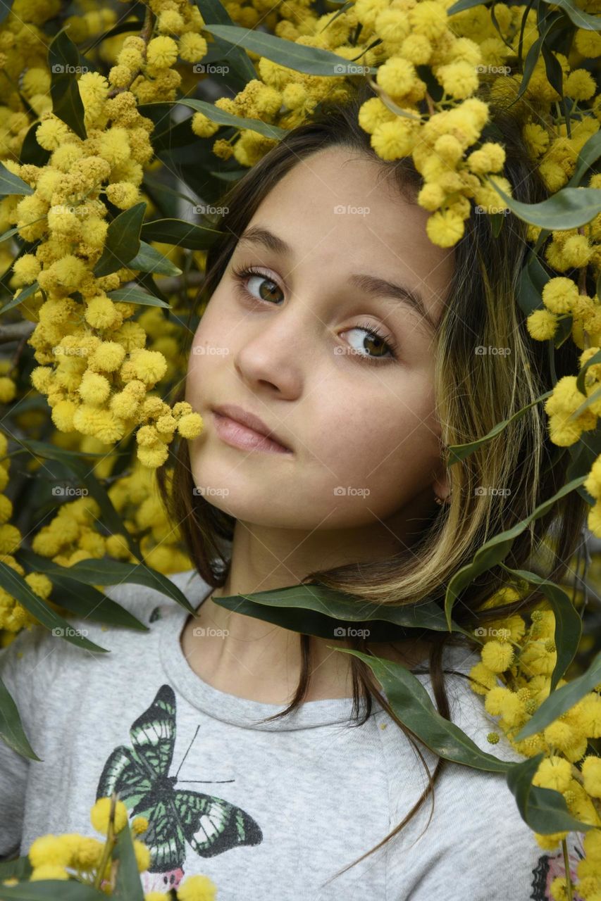 Girl  in mimosa