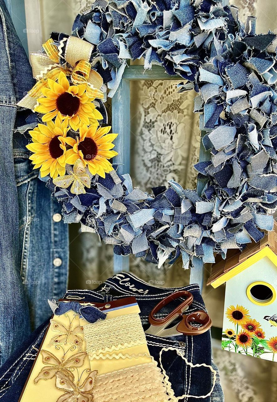 DIY Denim Wreath