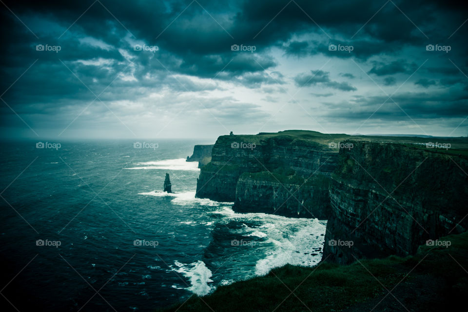 A beautiful landscape of Moher cliffs in Ireland