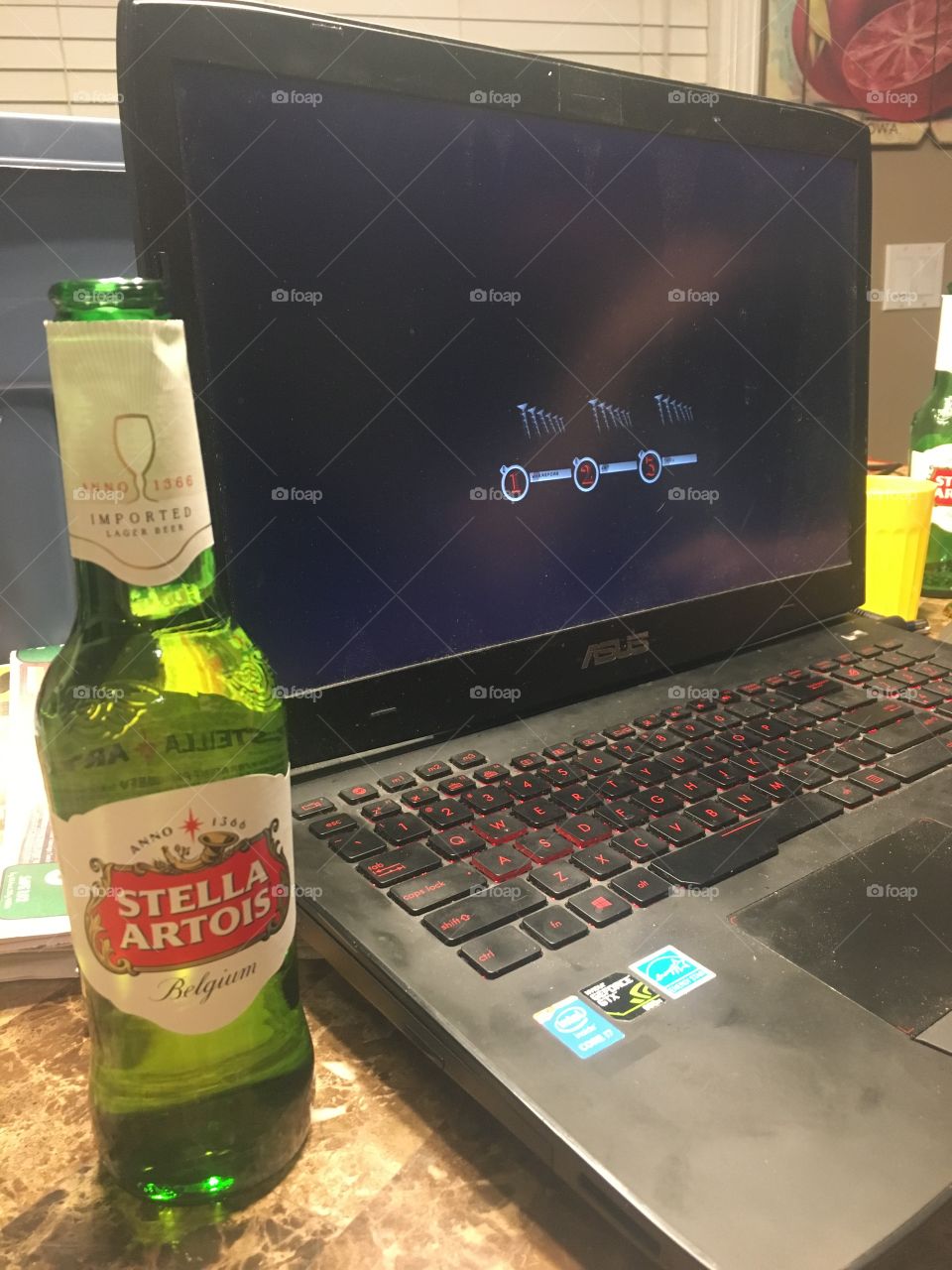 Playing games and drinking beer 