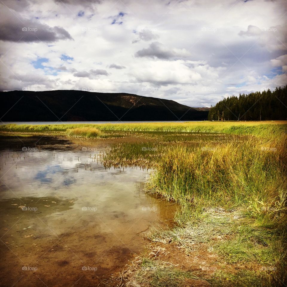 Quiet lake tucked in a crater. Newbery Crater National Volcanic Monument, Oregon.  