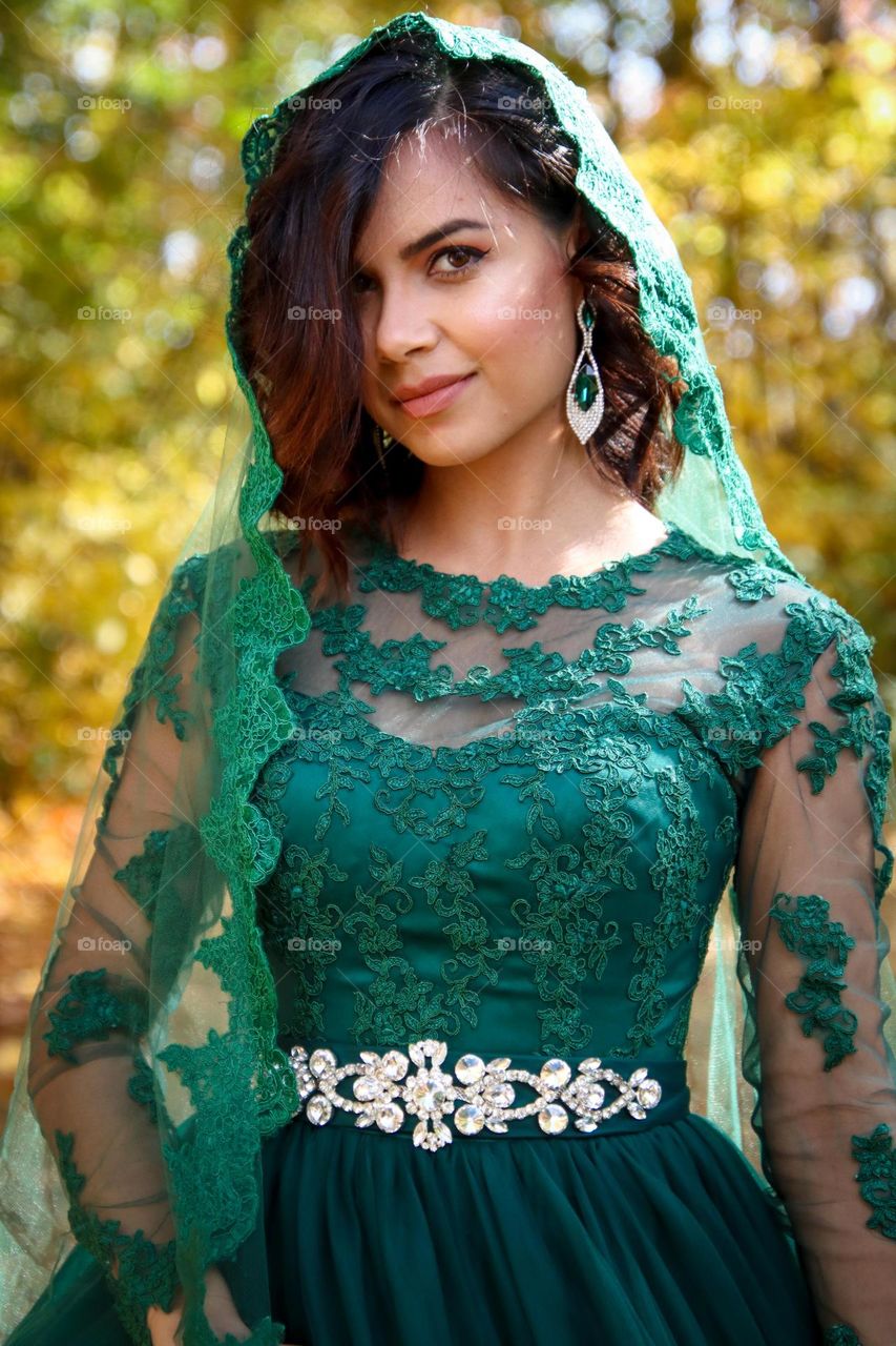 Beautiful Afghani woman in green