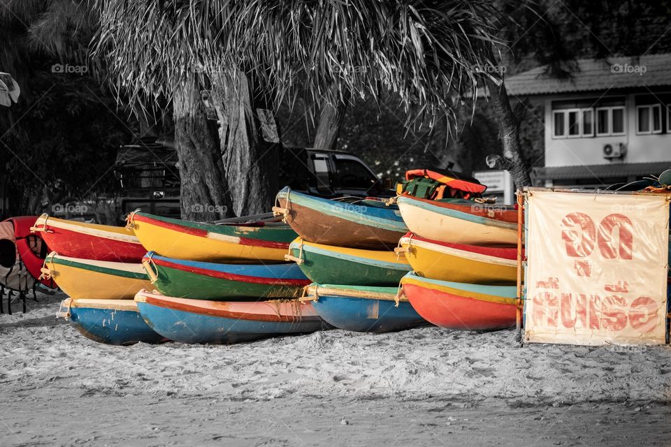 Colorful kayak on the beach