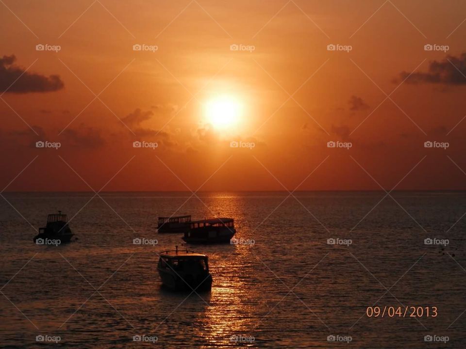 Sunset in Maldives. 