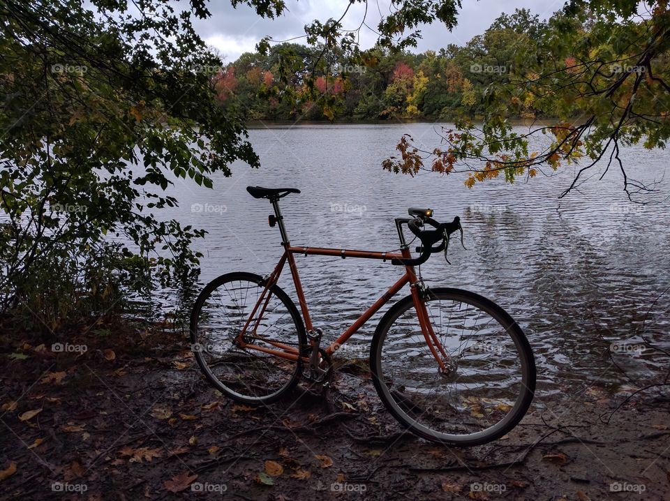 Cycling past the lake