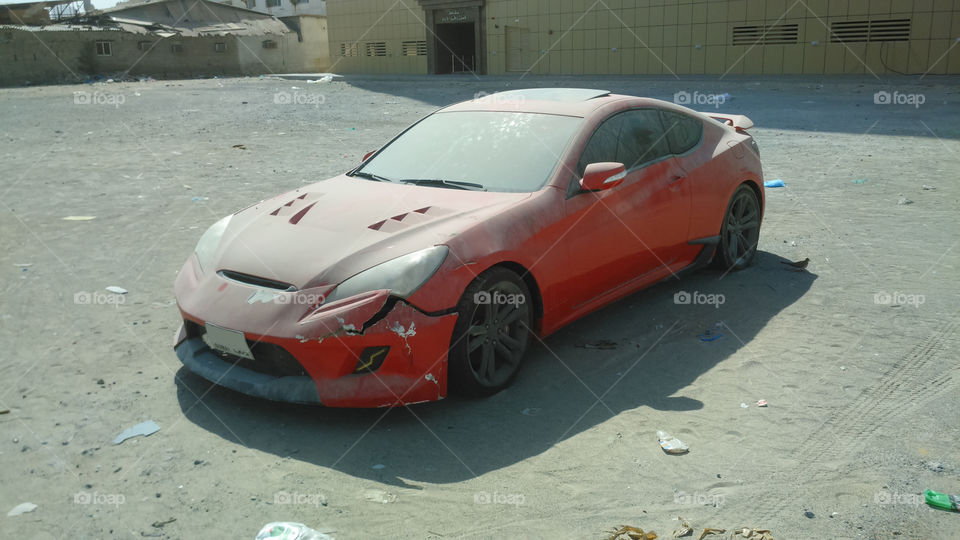Abandoned Hyundai Genesis Coupe in Dubai
