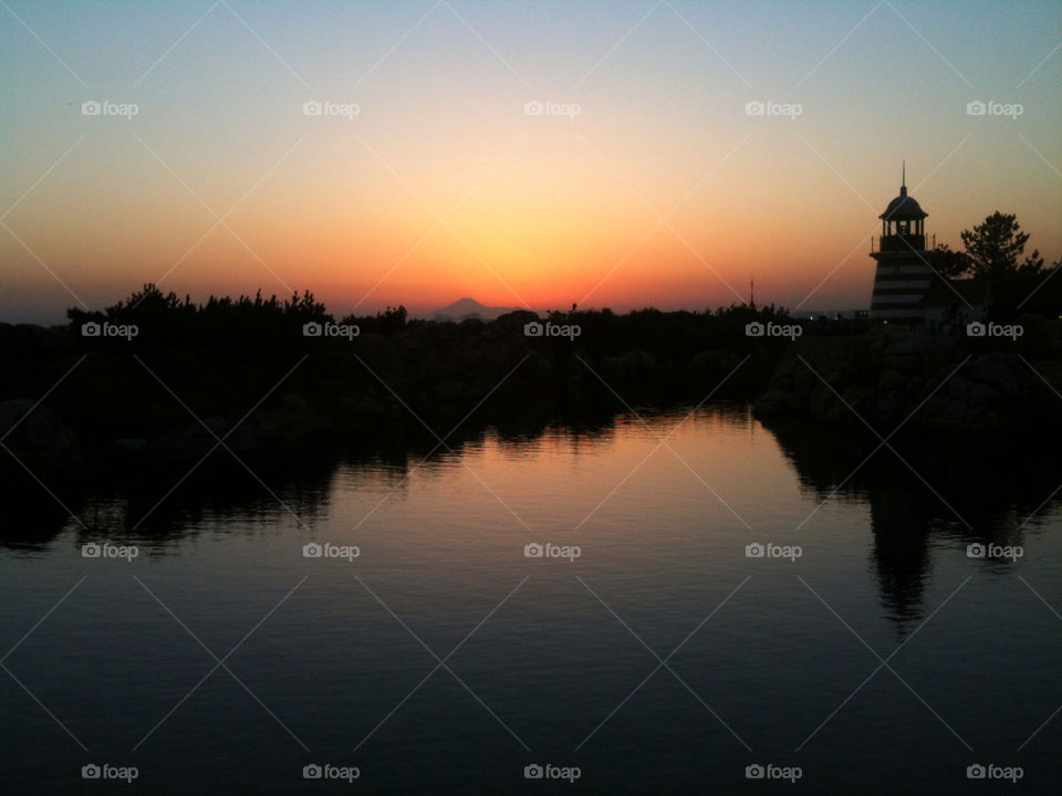 sunset mount fuji tokyo bay by mark.d.tarrant