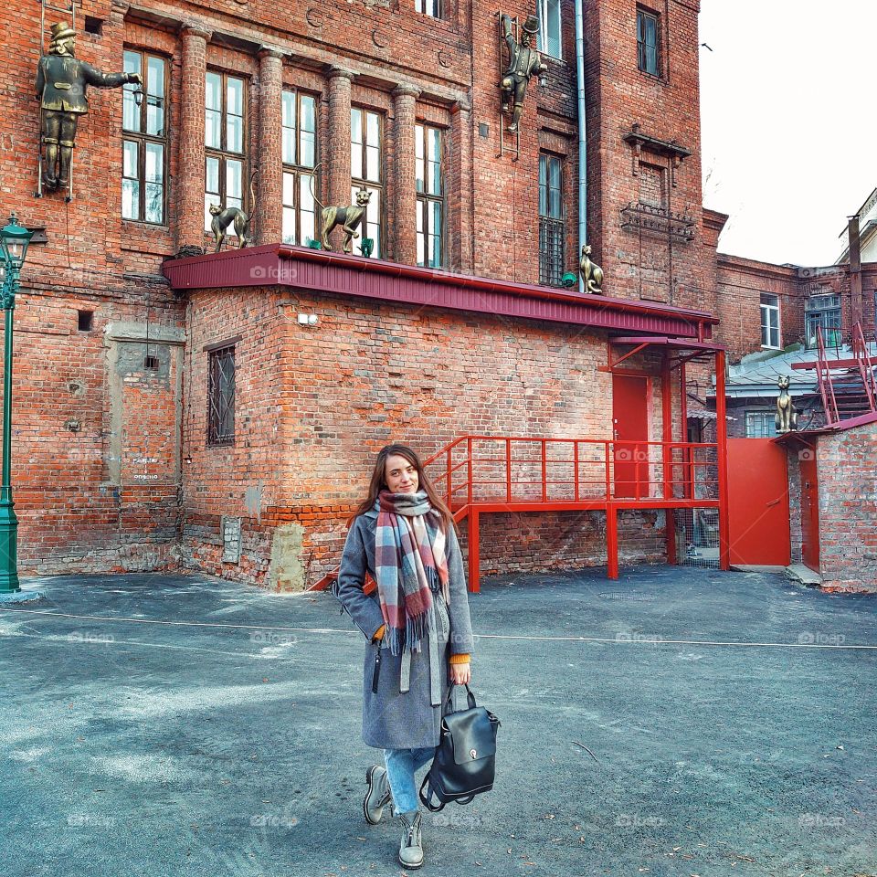 Autumn girl style and beautiful architecture