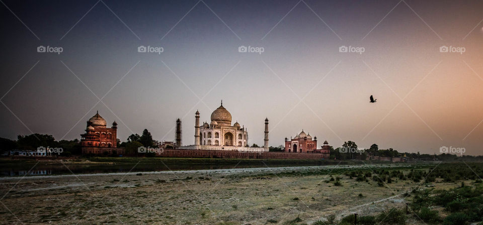 Taj Mahal in the late evening sunset